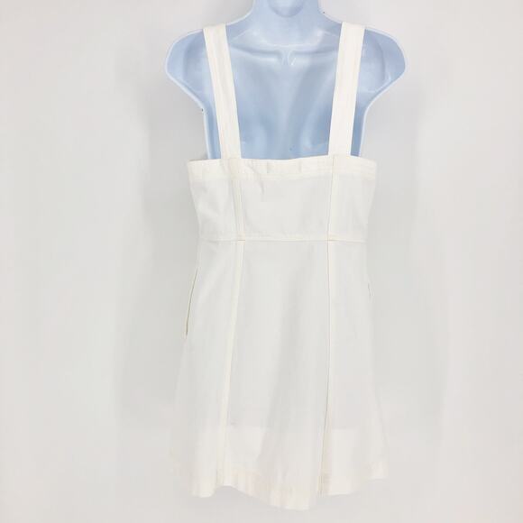 Madewell Womens Denim Mini Dress 4 White Button Front Sleeveless Square Neck NWT - Picture 5 of 10